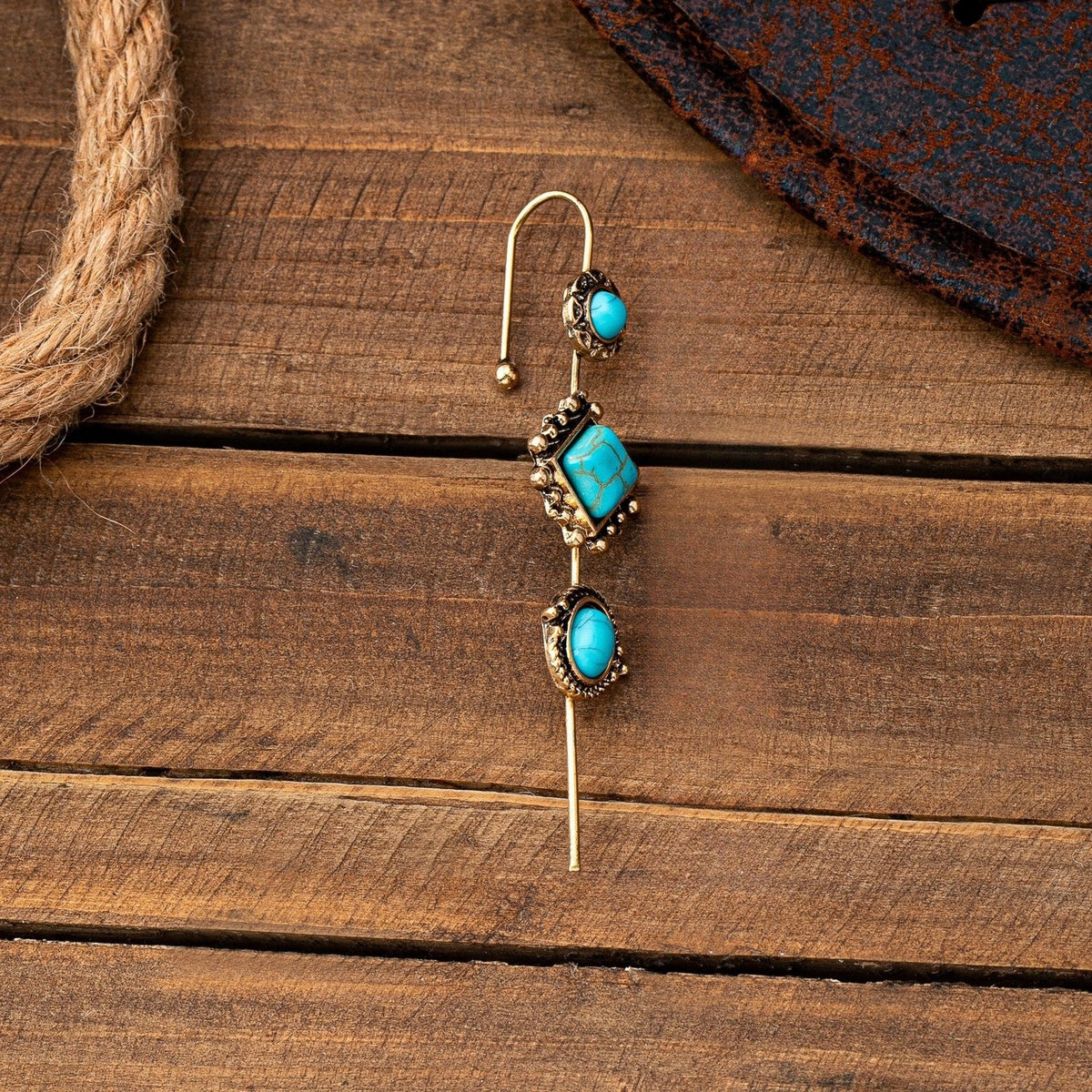 Turquoise Geometric Ear Cuff Set