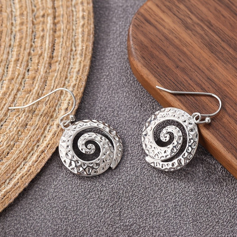 Hammered Spiral Drop Earrings