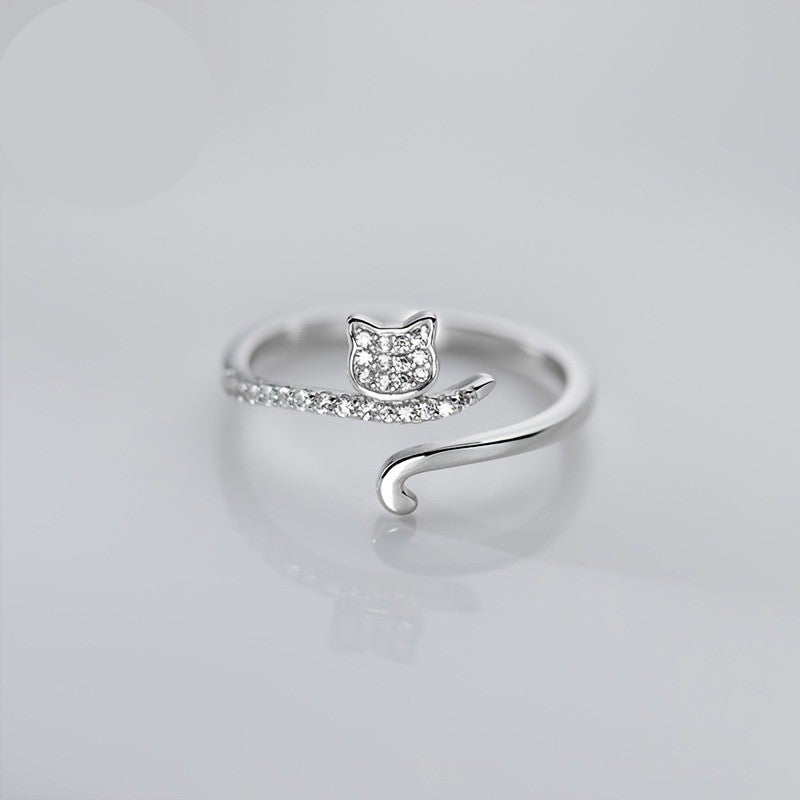 Crystal Cat Open Ring