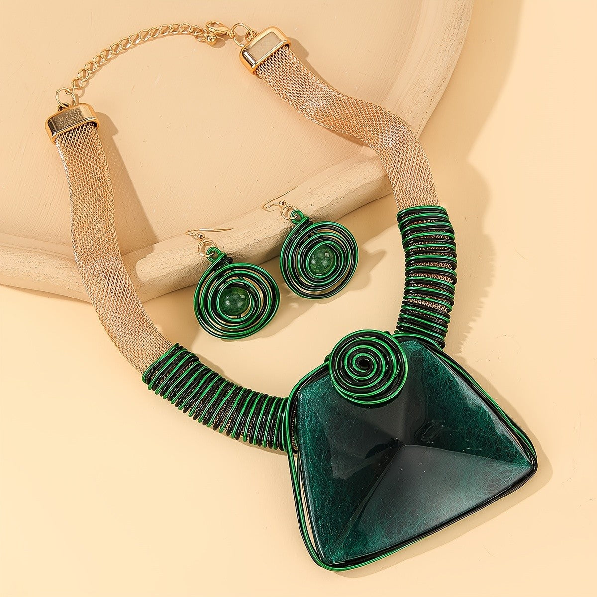 Geometric Spiral Acrylic Necklace