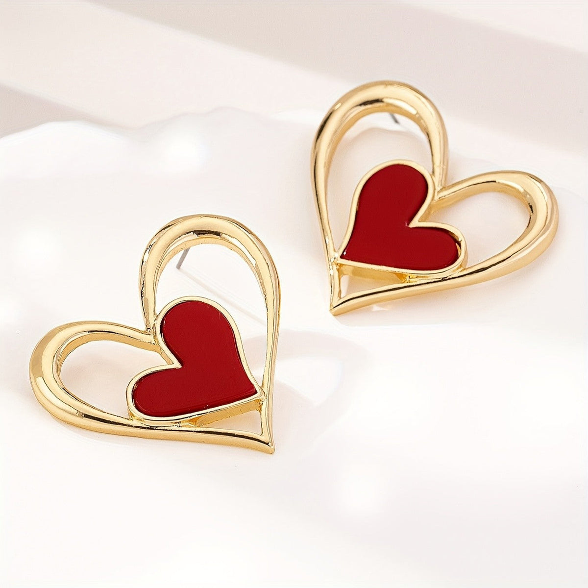 Red Heart Drop Earrings