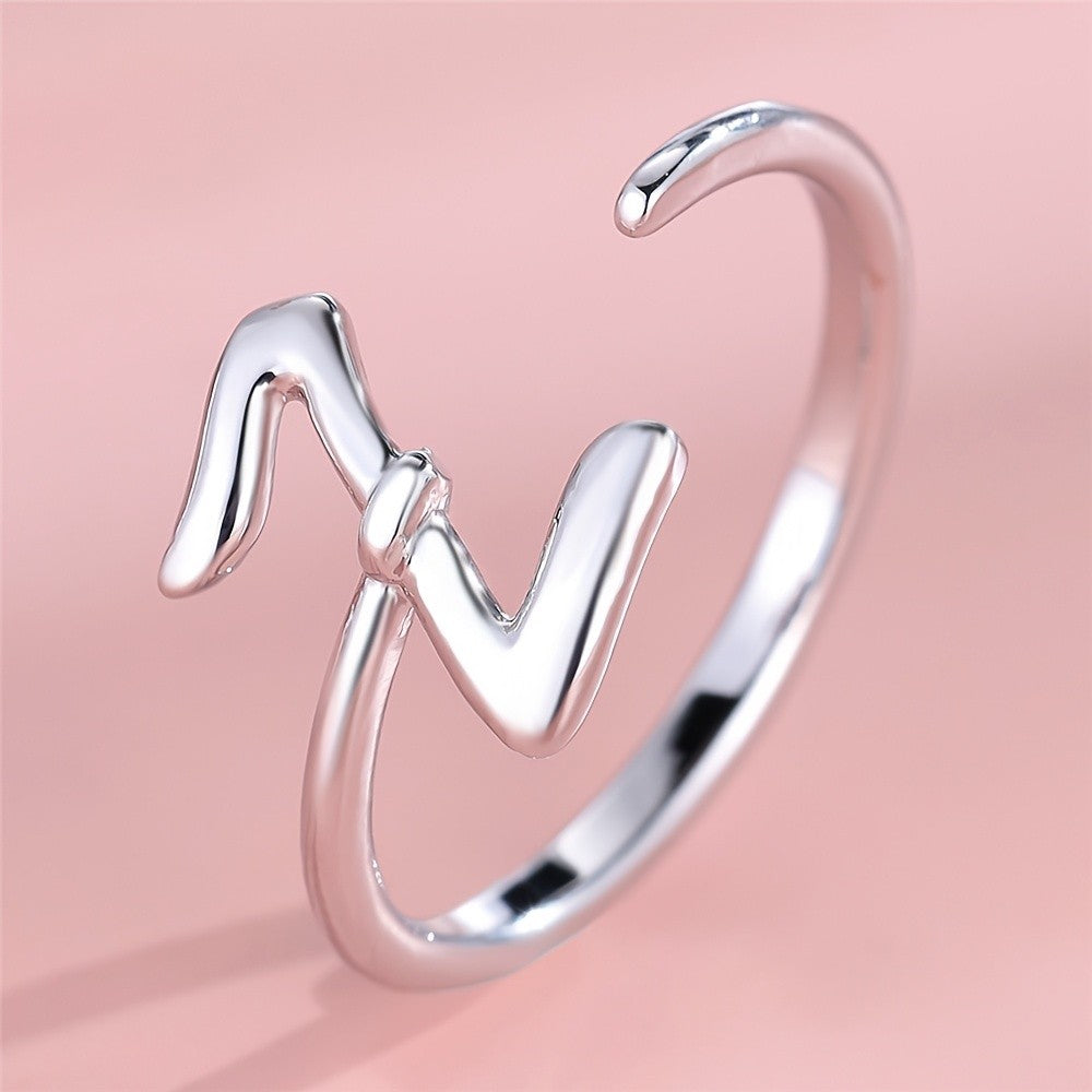 Adjustable Letter A Cuff Ring