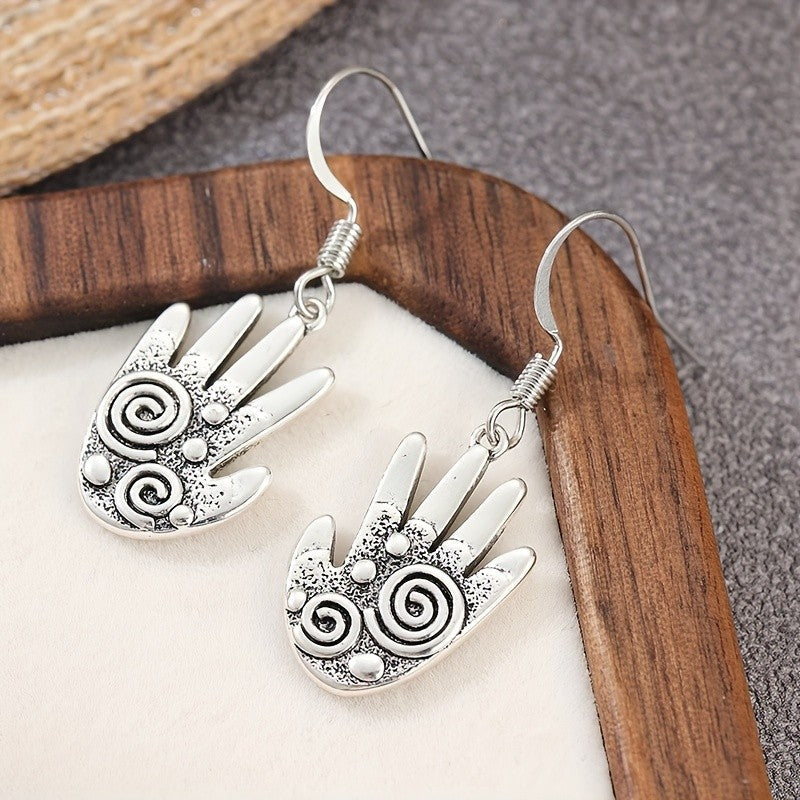 Spiral Palm Hand Earrings