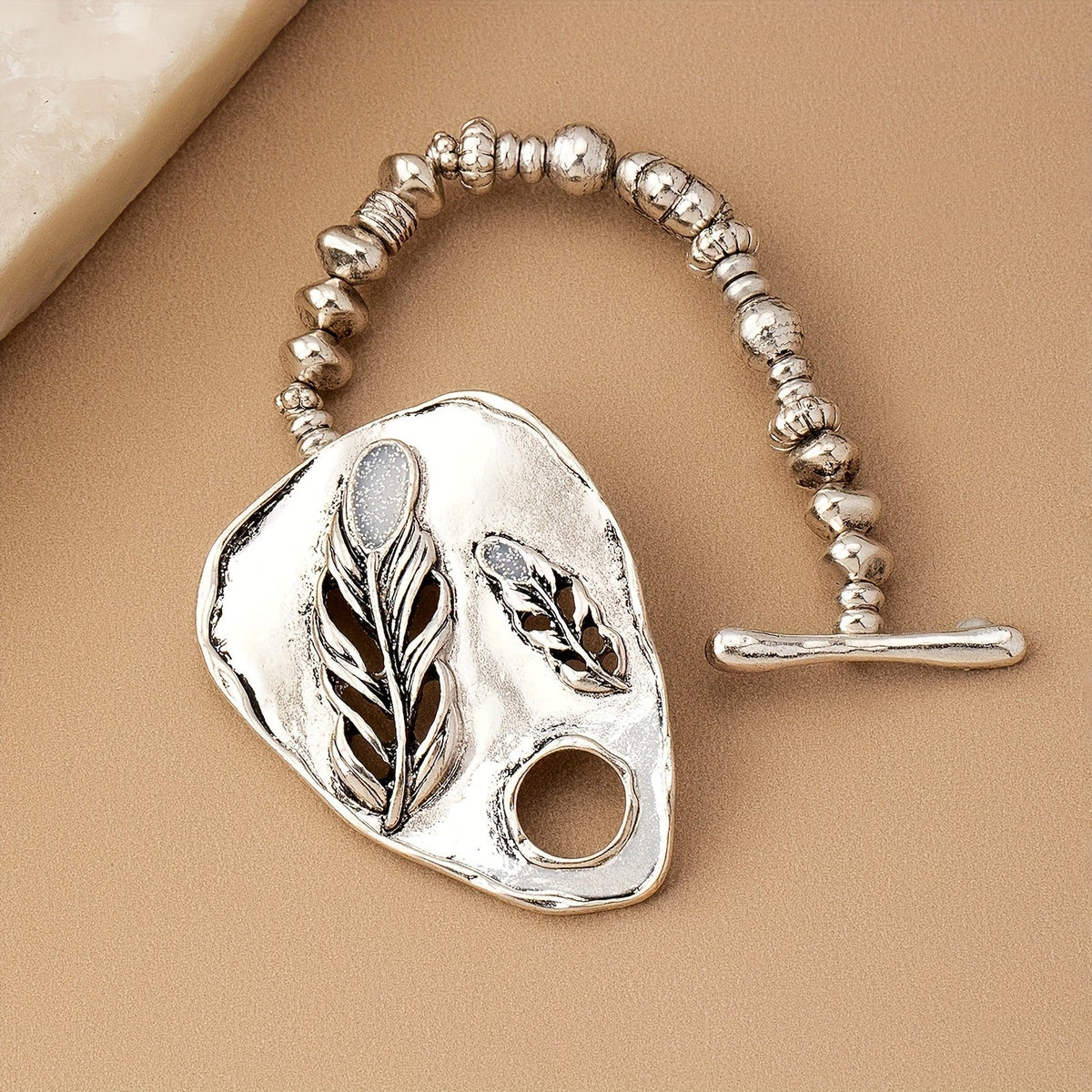 Leaf Motif Toggle Bracelet