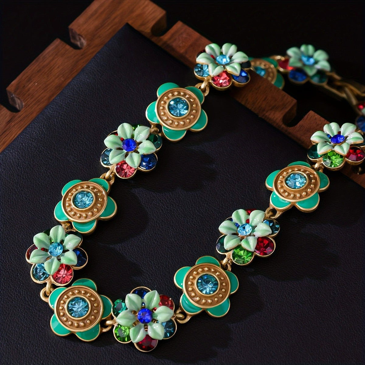 Multicolor Enamel Floral Necklace