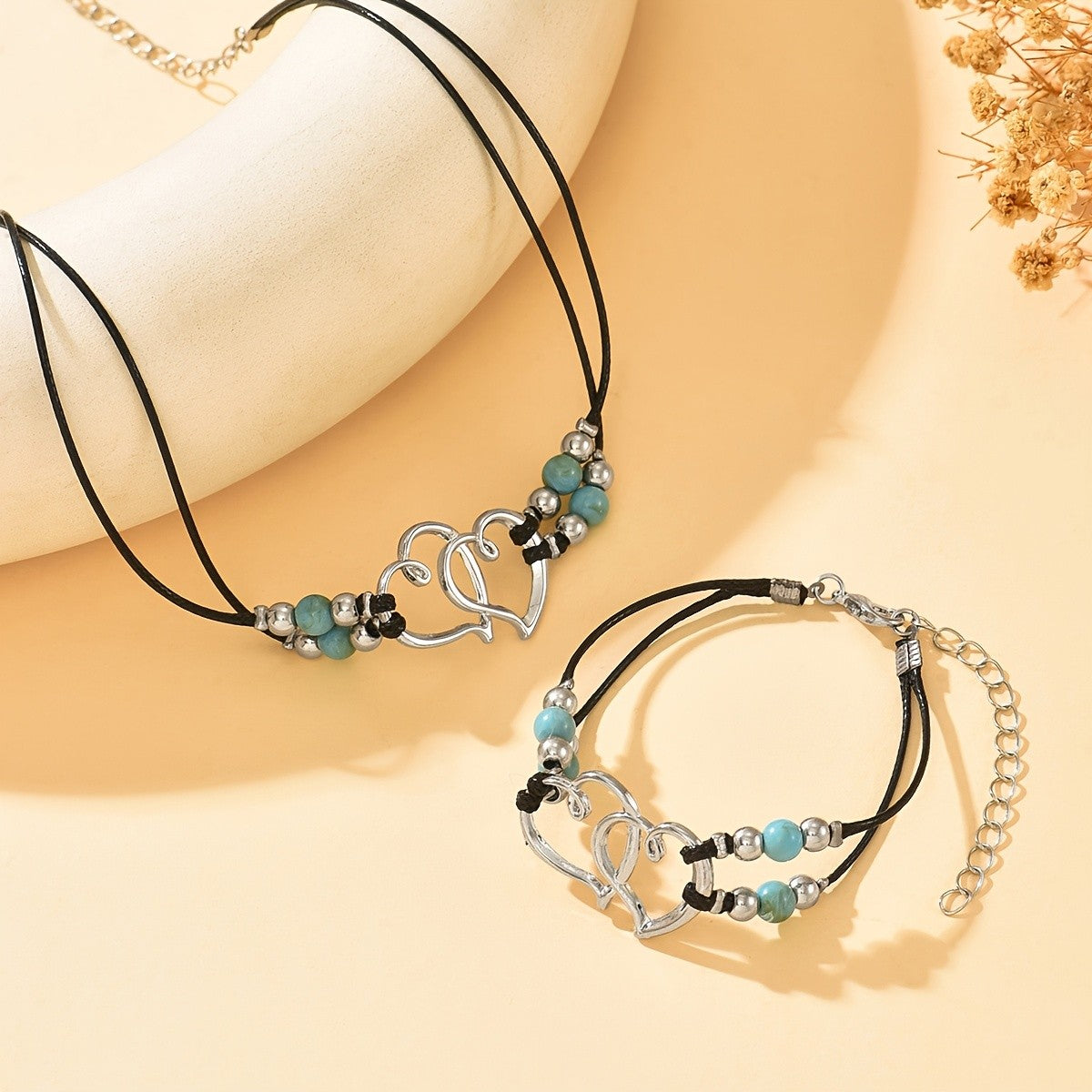 Intertwined Heart Cord Jewelry Set