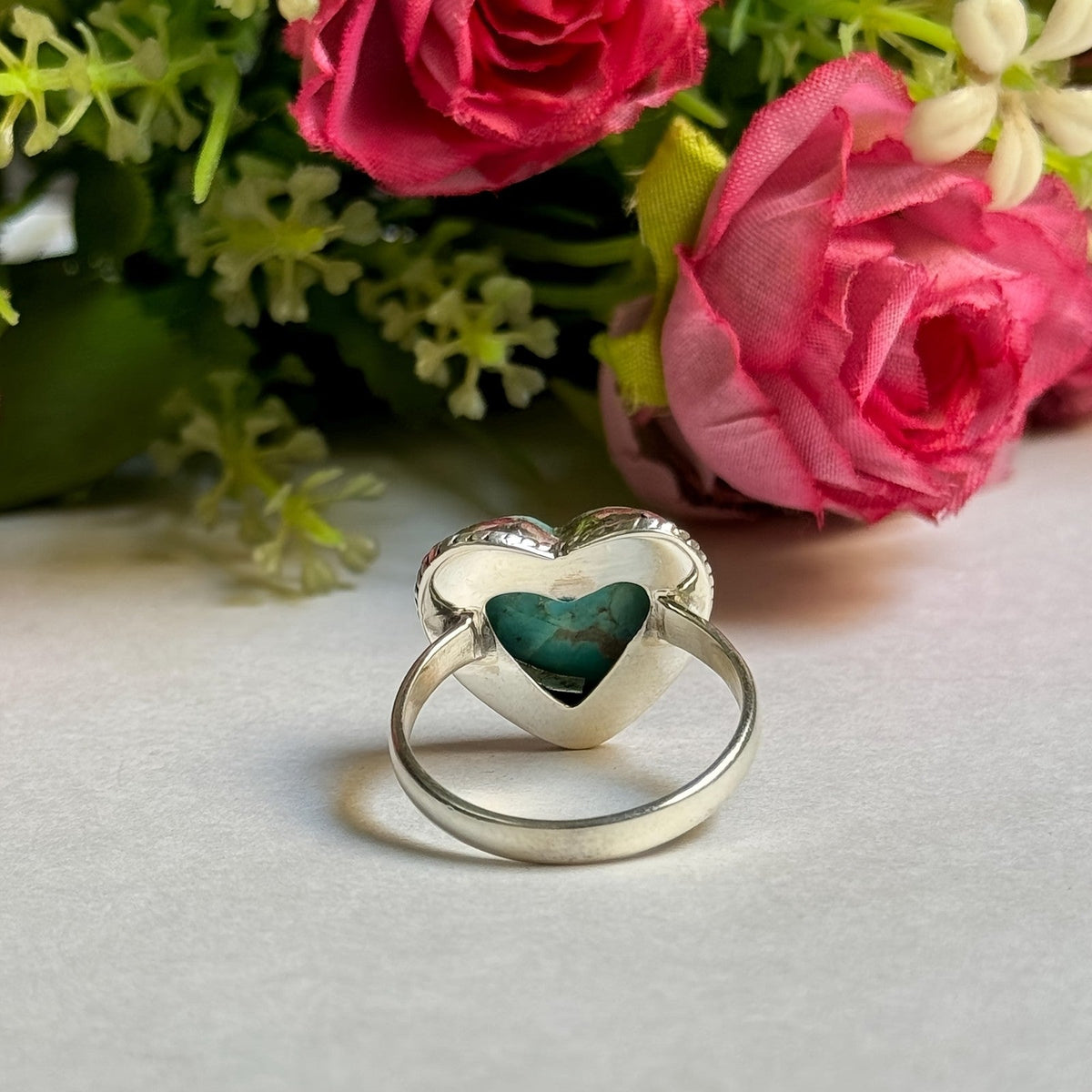 Turquoise Heart Rope Ring