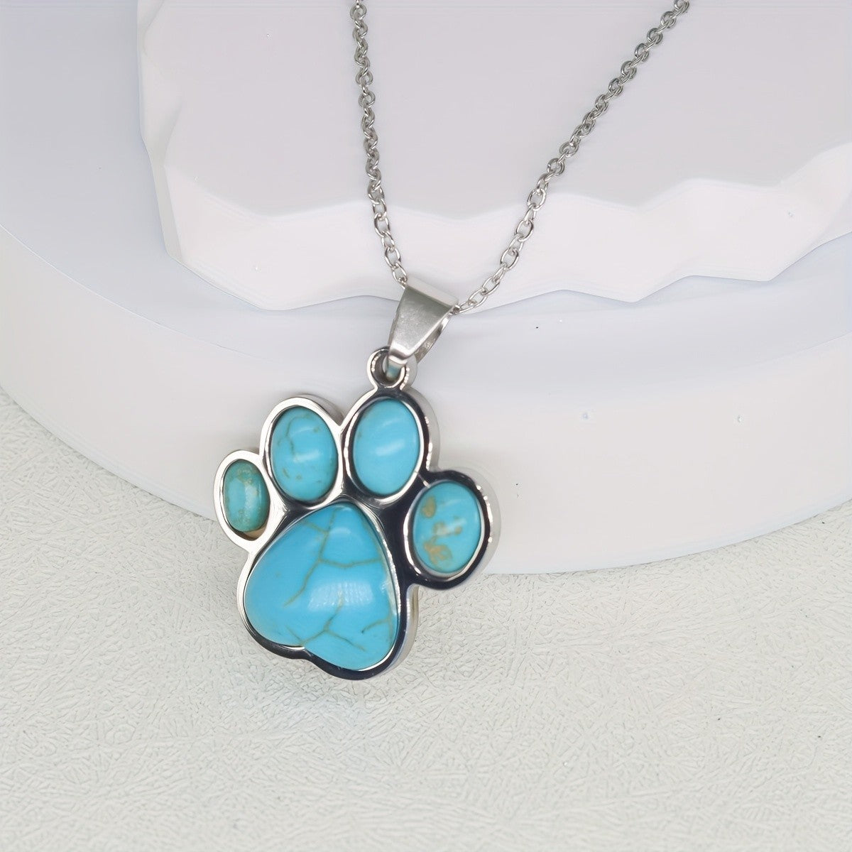 Turquoise Paw Print Necklace