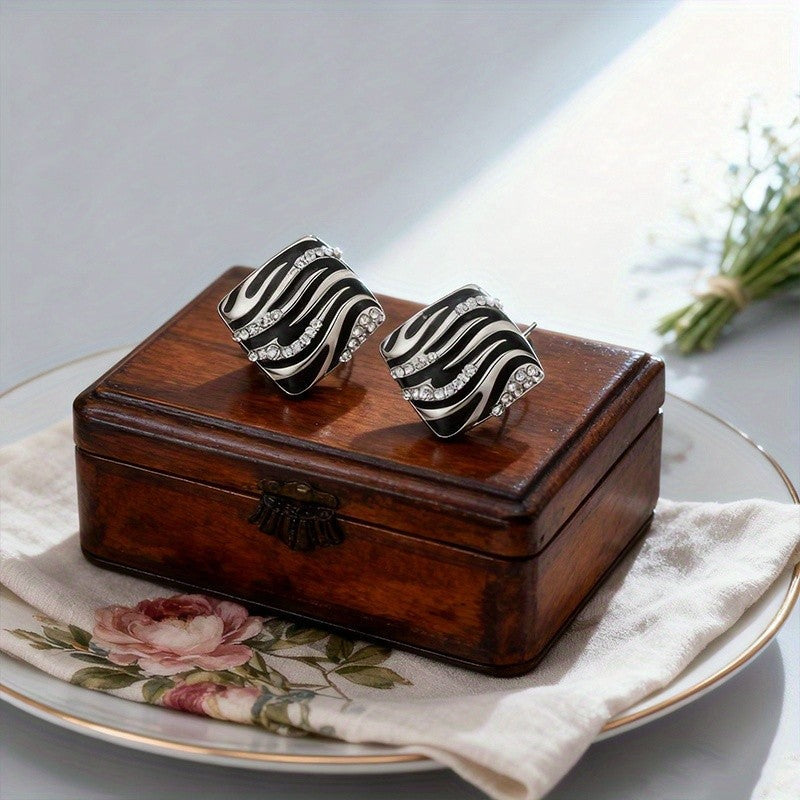 Zebra Square Stud Earrings
