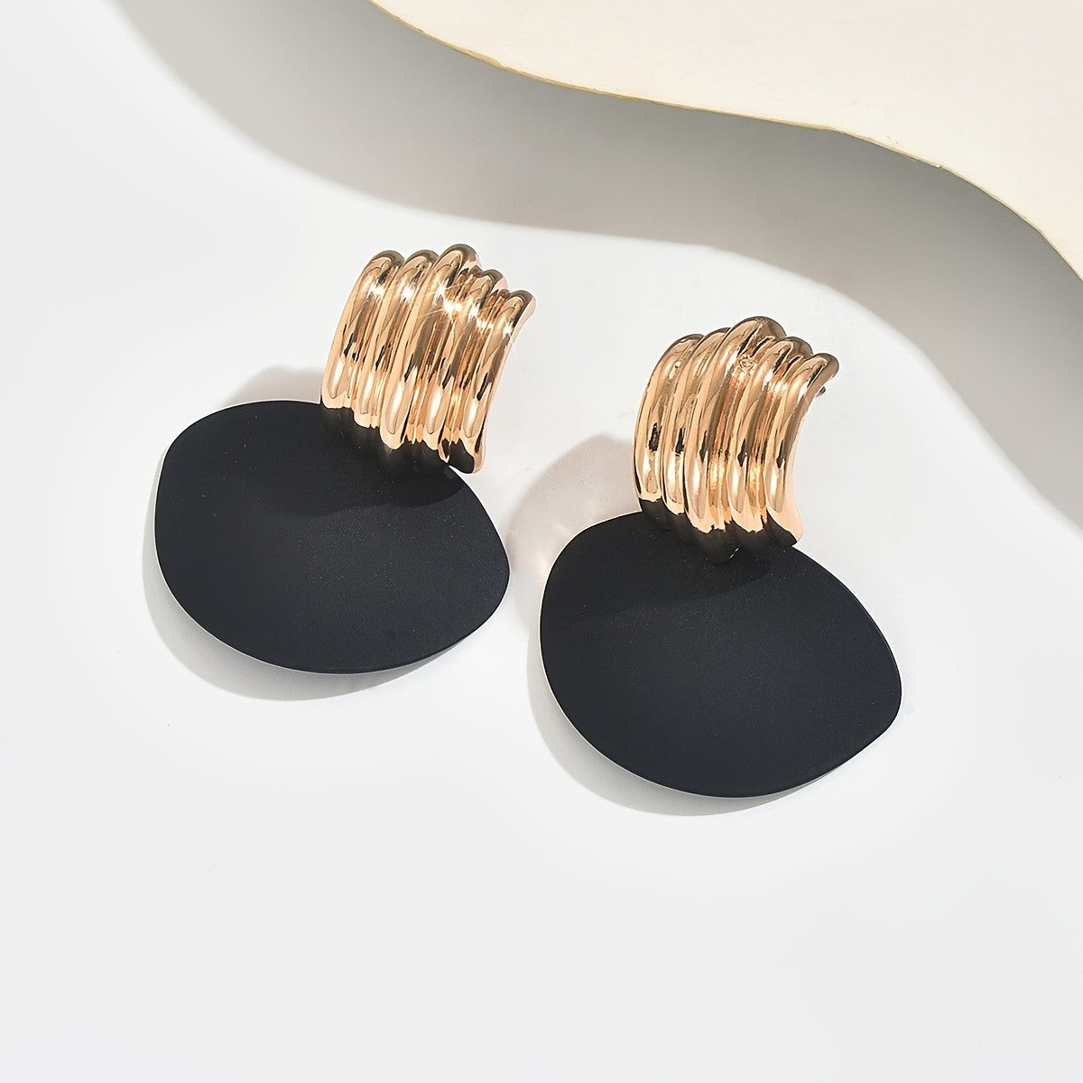 Black Disc Hoop Earrings
