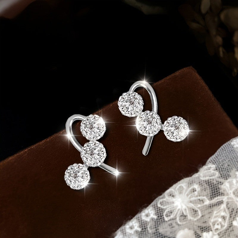 Crystal Triple Orb Stud Earrings