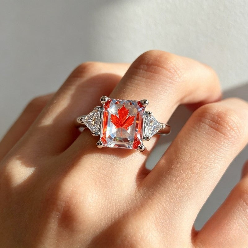 Red Maple Leaf Square Ring