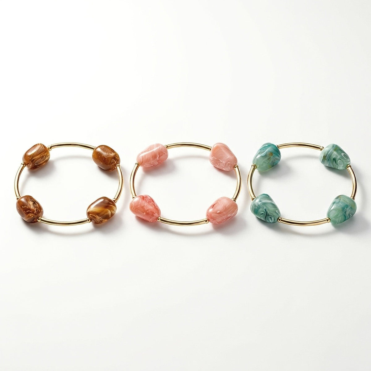 Marbled Stone Bar Bracelet Set