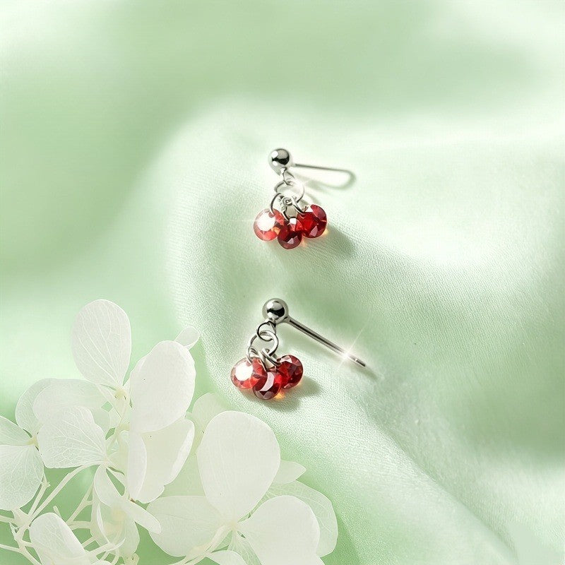 Red Crystal Cluster Drop Earrings
