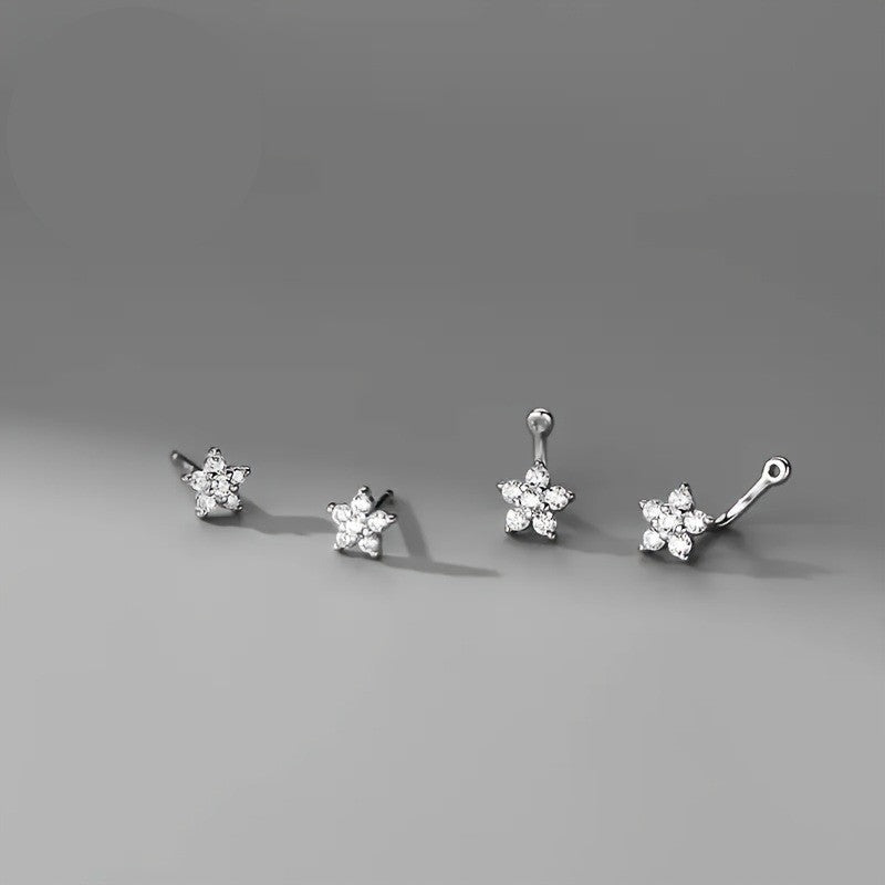Double Flower Crystal Hoop Earrings