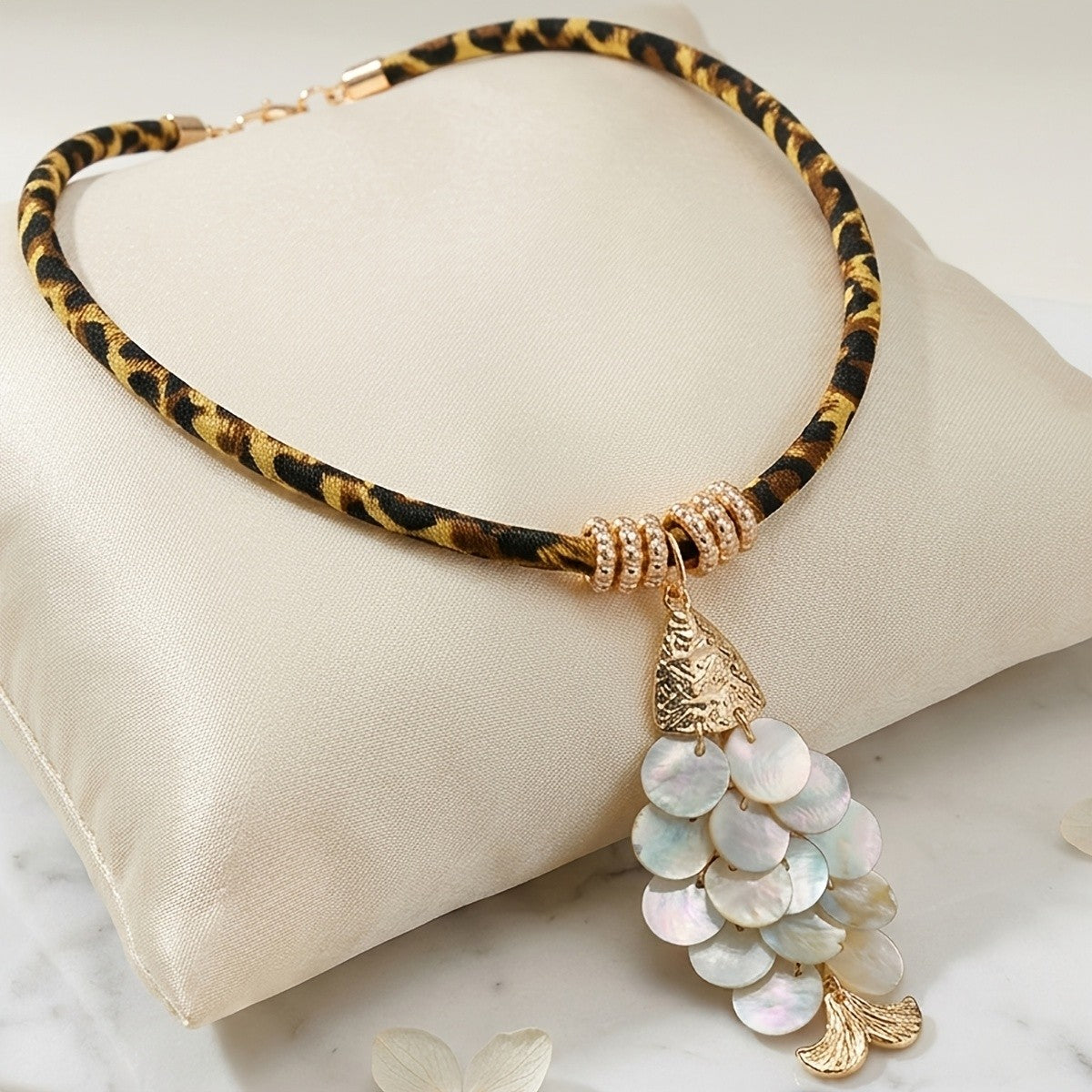 Leopard Rope Mother-of-Pearl Necklace