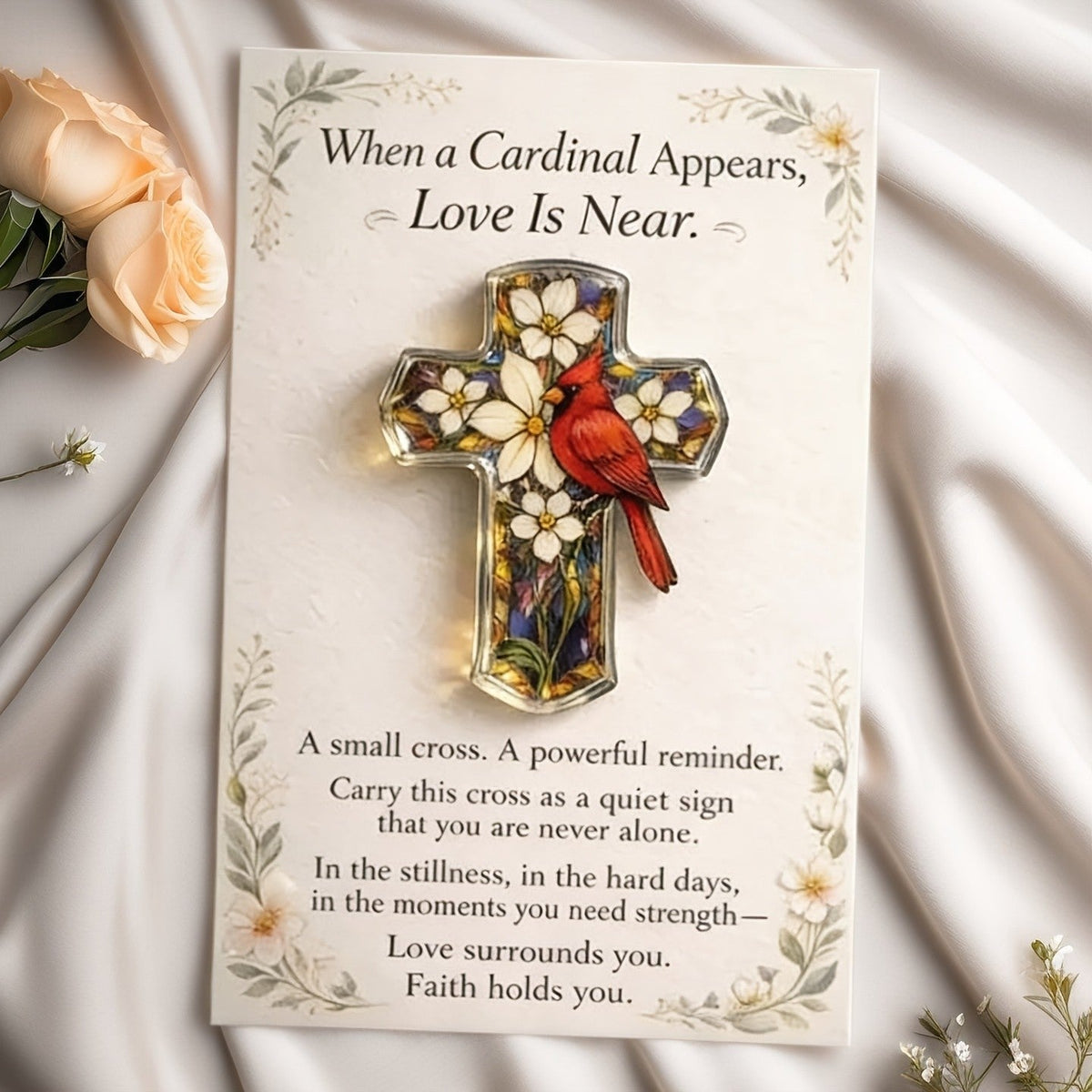 Red Bird Cross Pin