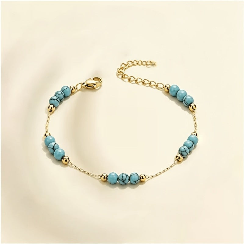Turquoise Bead Chain Bracelet