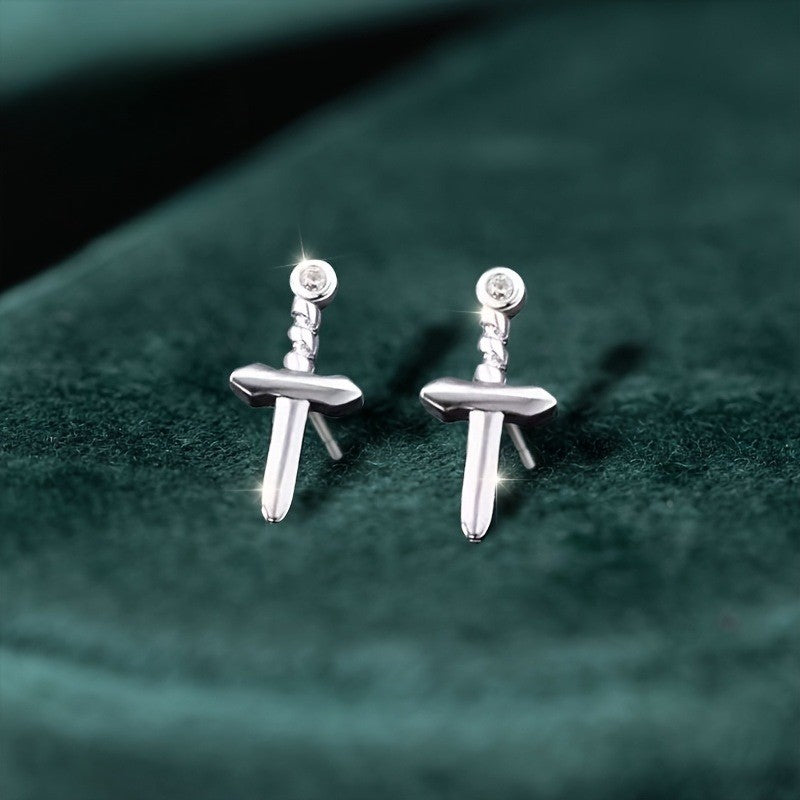 Crystal Sword Stud Earrings