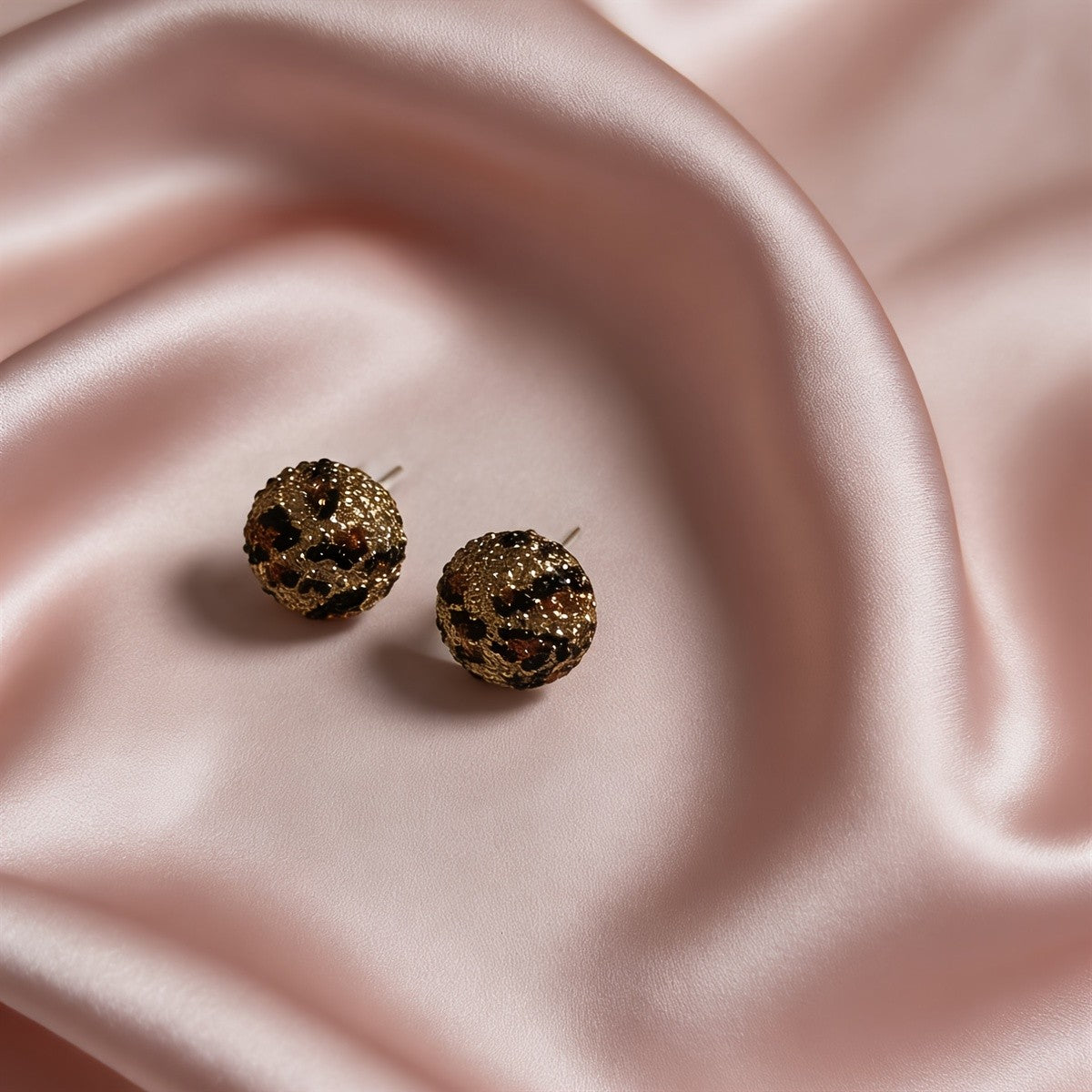 Textured Leopard Stud Earrings