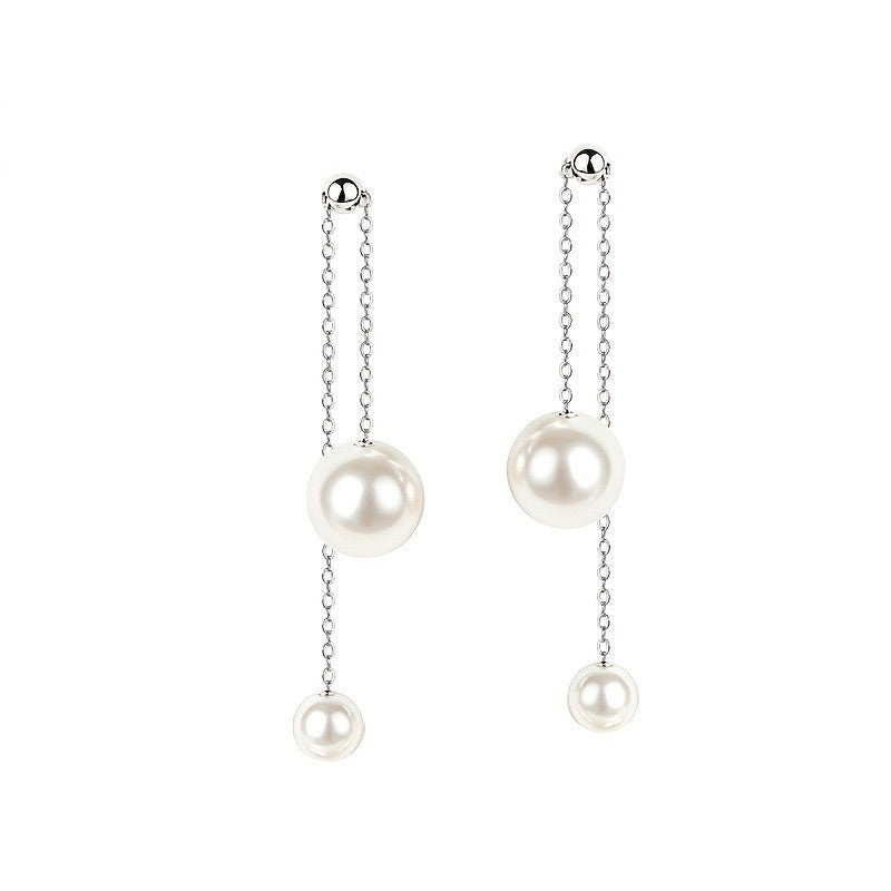 Tiered Pearl Chain Drop Earrings