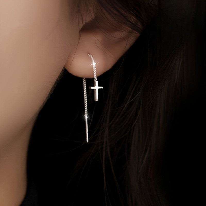Cross Chain Drop Earrings