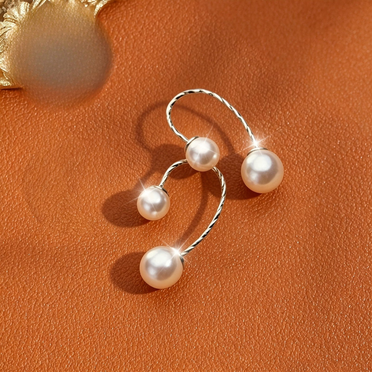 Twisted Wire Pearl Drop Earrings