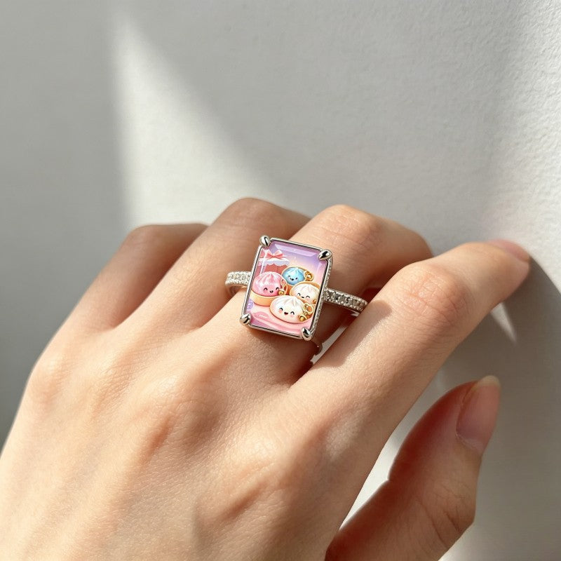 Pink Dumpling Square Ring