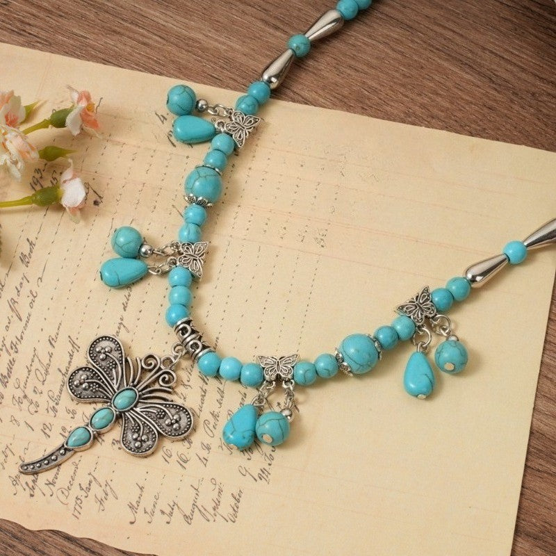 Turquoise Dragonfly Charm Necklace