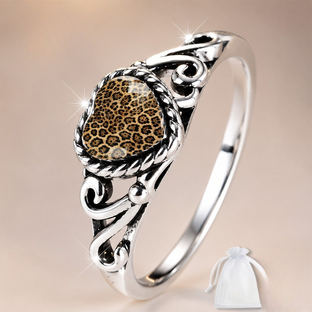 Leopard Print Heart Rope Edge Ring