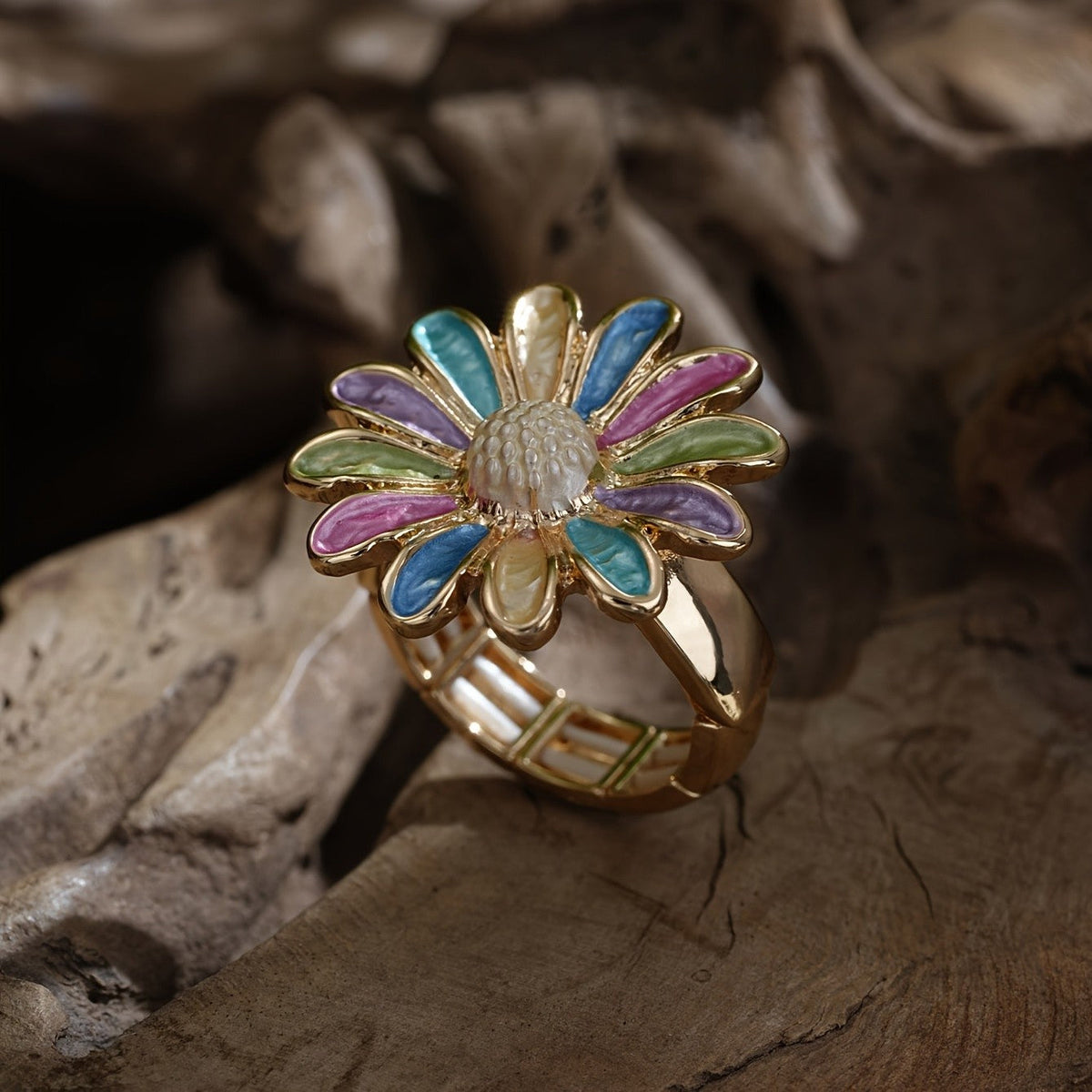 Multicolor Enamel Flower Jewelry Set