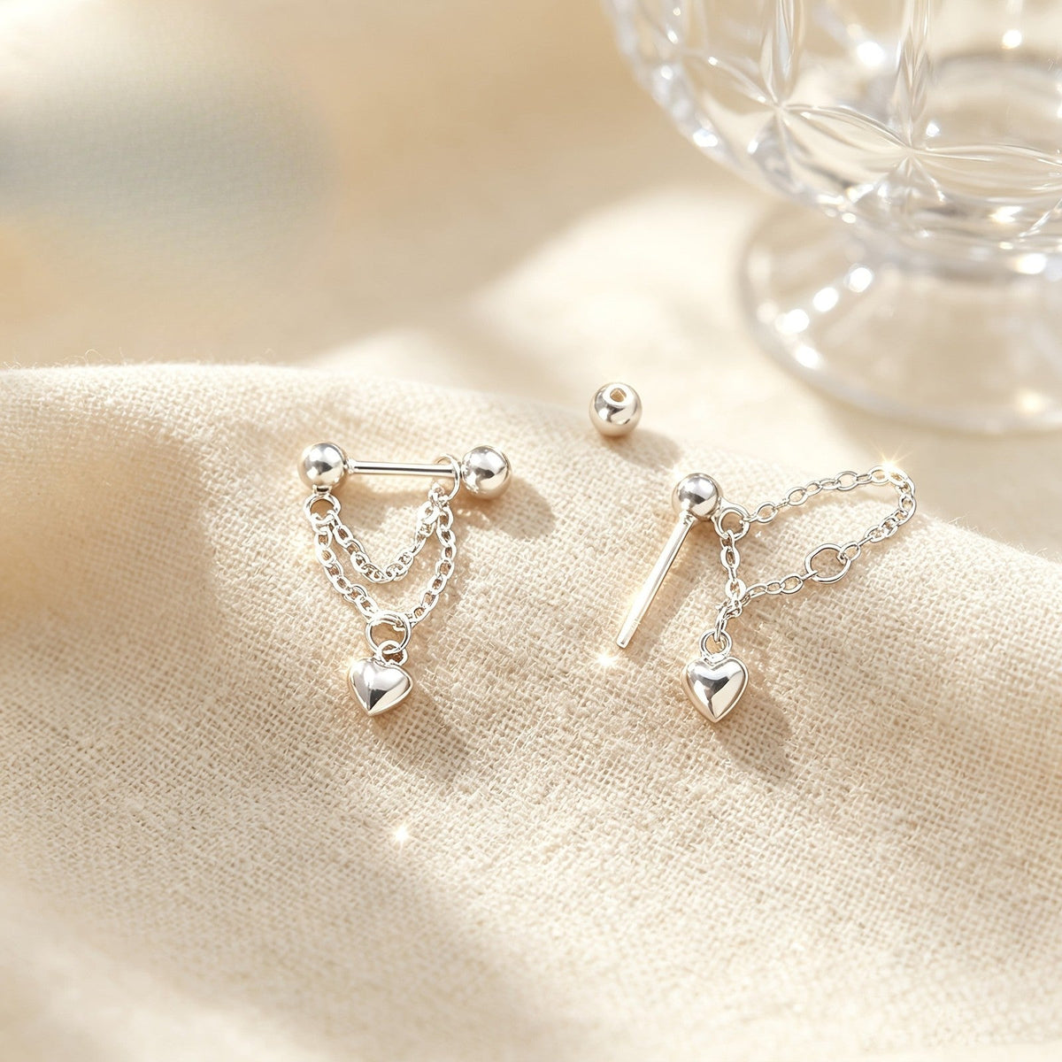 Heart Chain Drop Earrings