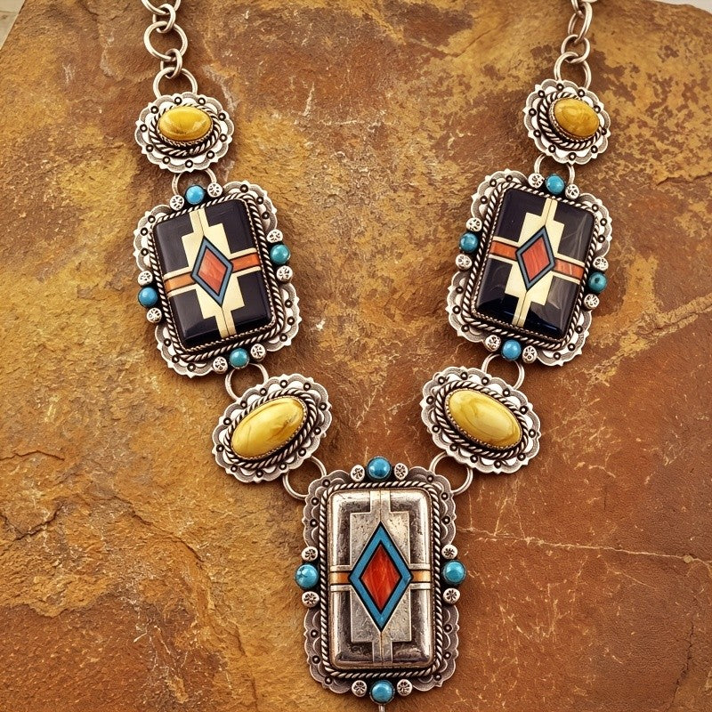 Geometric Resin Inlay Necklace