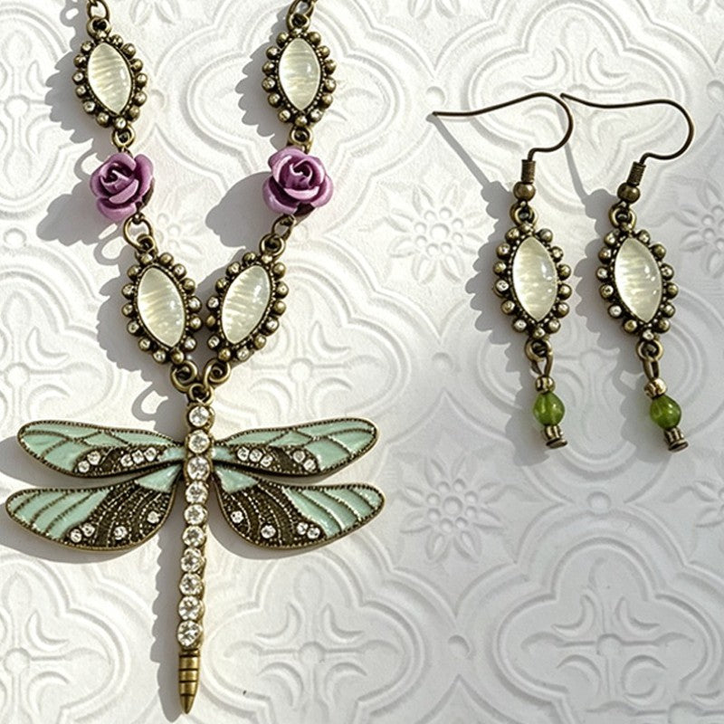 Dragonfly & Rose Jewelry Set