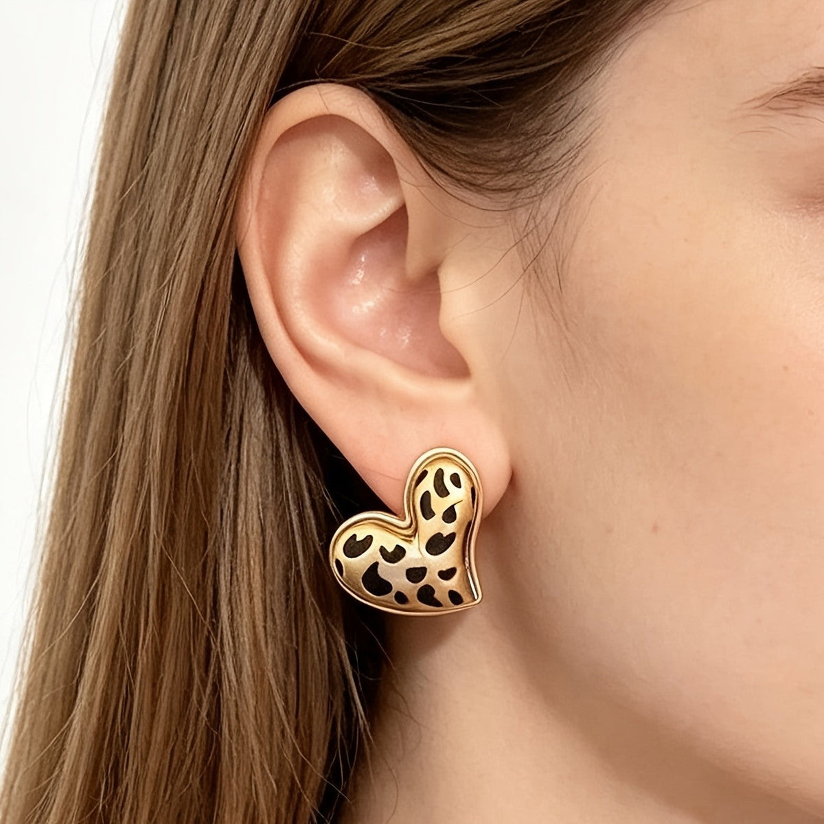 Leopard Teardrop Stud Earrings