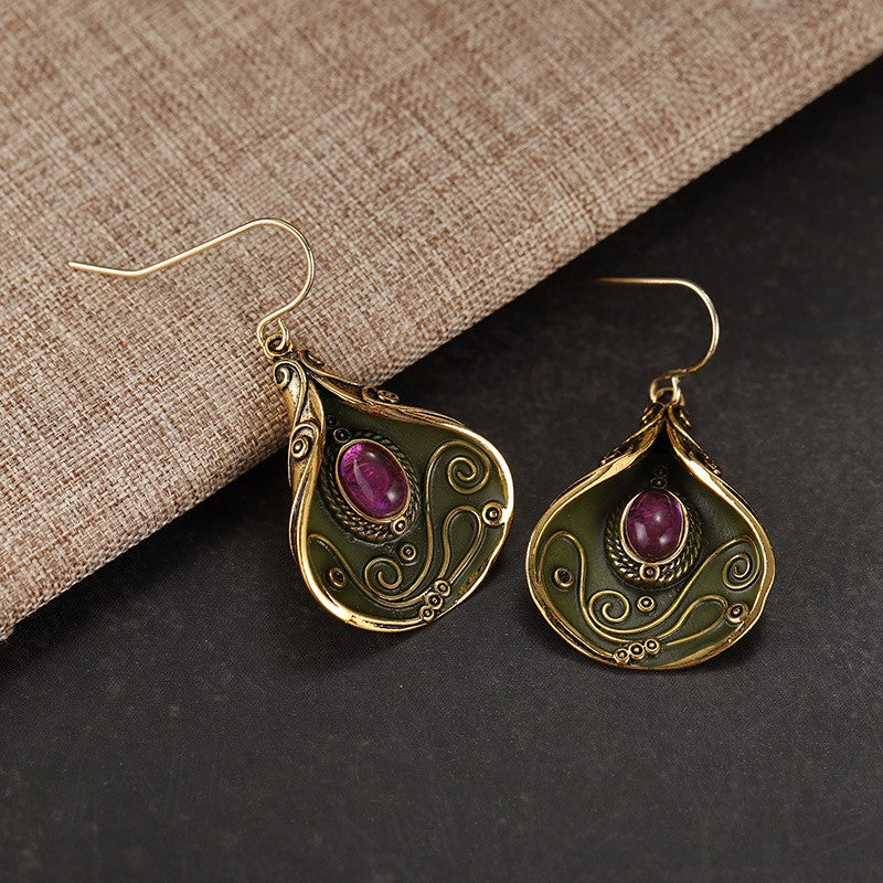 Green Swirl Resin Drop Earrings