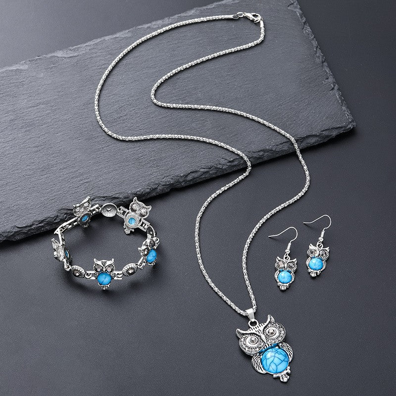Turquoise Owl Jewelry Set