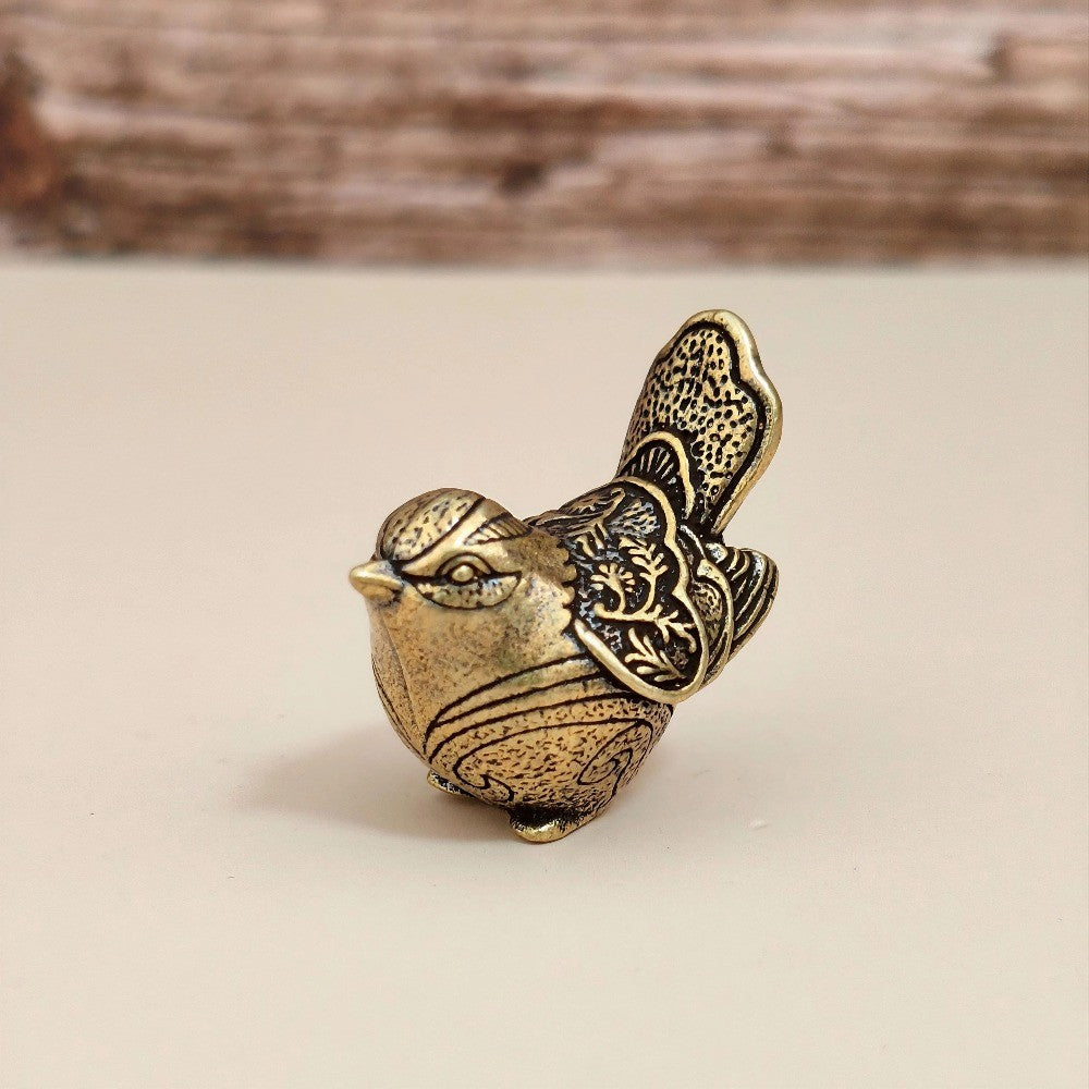 Engraved Brass Bird Figurine