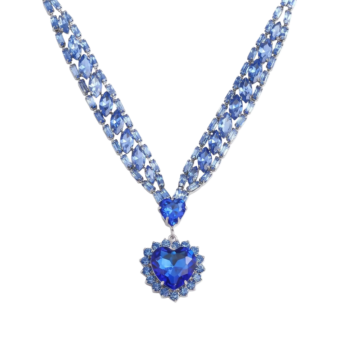 Dazzling Blue Heart Necklace
