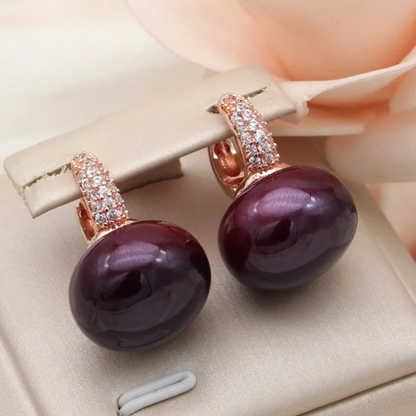 Round Pan Large Pearl Earrings