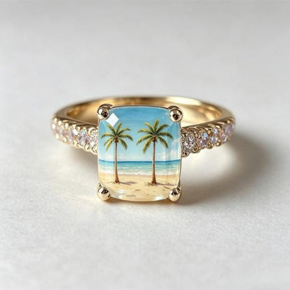 Seaside Coconut Tree Square Ring