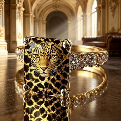 Leopard Face Square Ring