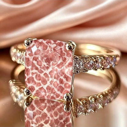 Pink Spotted Leopard Square Ring