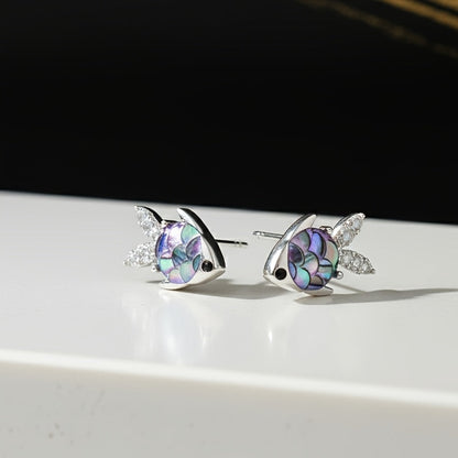 Iridescent Fish Stud Earrings