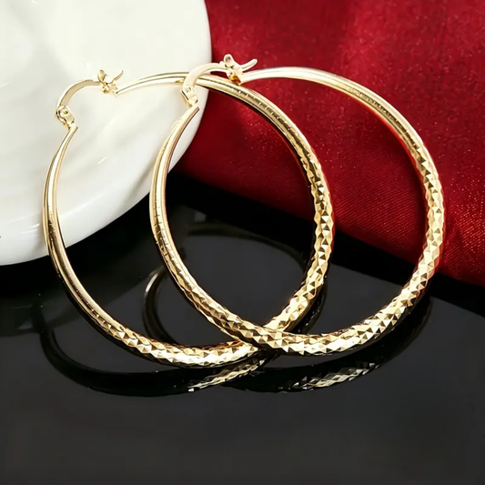 14k Sparkling Hoop Earrings