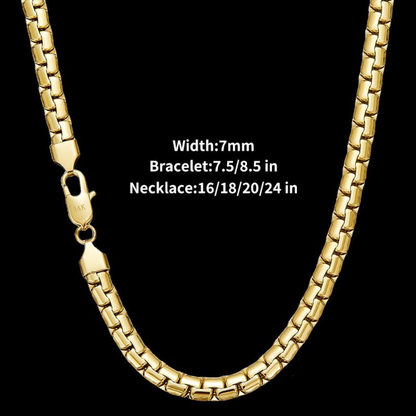14K Plated Cuban Link Necklace & Bracelet Set
