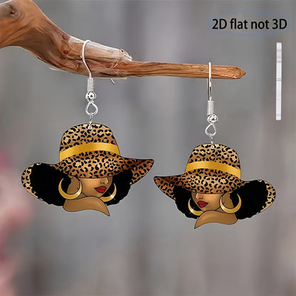 Leopard Print Hat Earrings