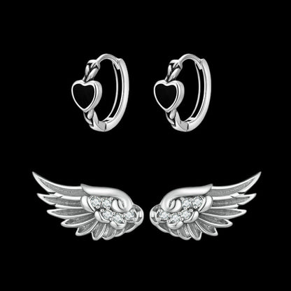 Heart Wing Earrings Set