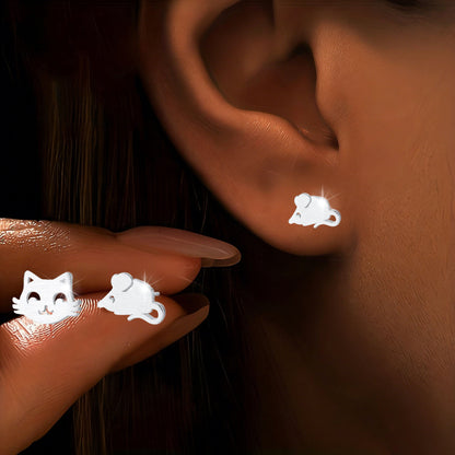 Cat and Mouse Earring Set