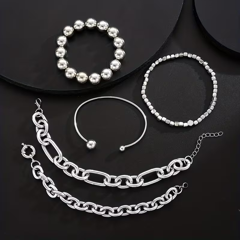 5pc Chunky Stack Bracelet Set